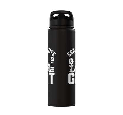 Farming Grassroots Grit Farmer With Wheelbarrow Stainless Steel Insulated Water Bottle