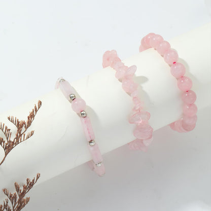 IVY TAILI 3Pcs Rose Quartz Bracelets for Women 8mm Pink Quartz Bracelet Natural Stone Beaded Bracelets Handmade Stretch Gemstone Bracelet Healing Crystal Healing Jewelry Gifts for Women Girls