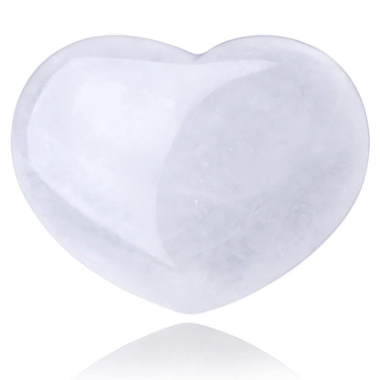 QINJIEJIE 1.8" Large Heart Stone Healing Crystals Clear Quartz Pocket Meditation Palm Worry Gemstone Gua Sha Facial Tools Crystals Reiki Energy Balancing
