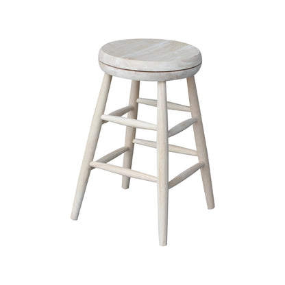 HomeStock African Artifacts Swivel Scooped Seat Stool, 24" Seat Height, Solid Hardwood, 14" x 14" x 24", Fully Assembled, Ideal for Residential Use, Stylish & Durable
