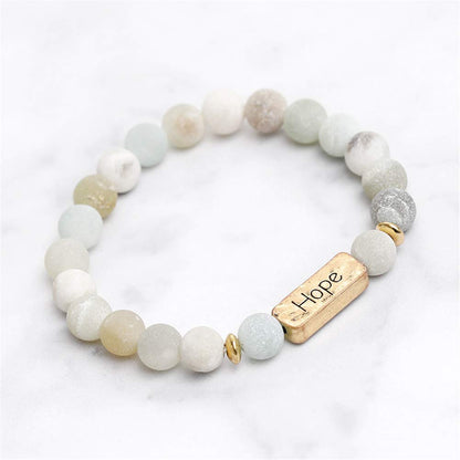 YINRIS 3 Pcs Natural Volcanic Stone Friendship Bracelets Handmade Beaded Stretch Bracelets (bra000001 (Hope)