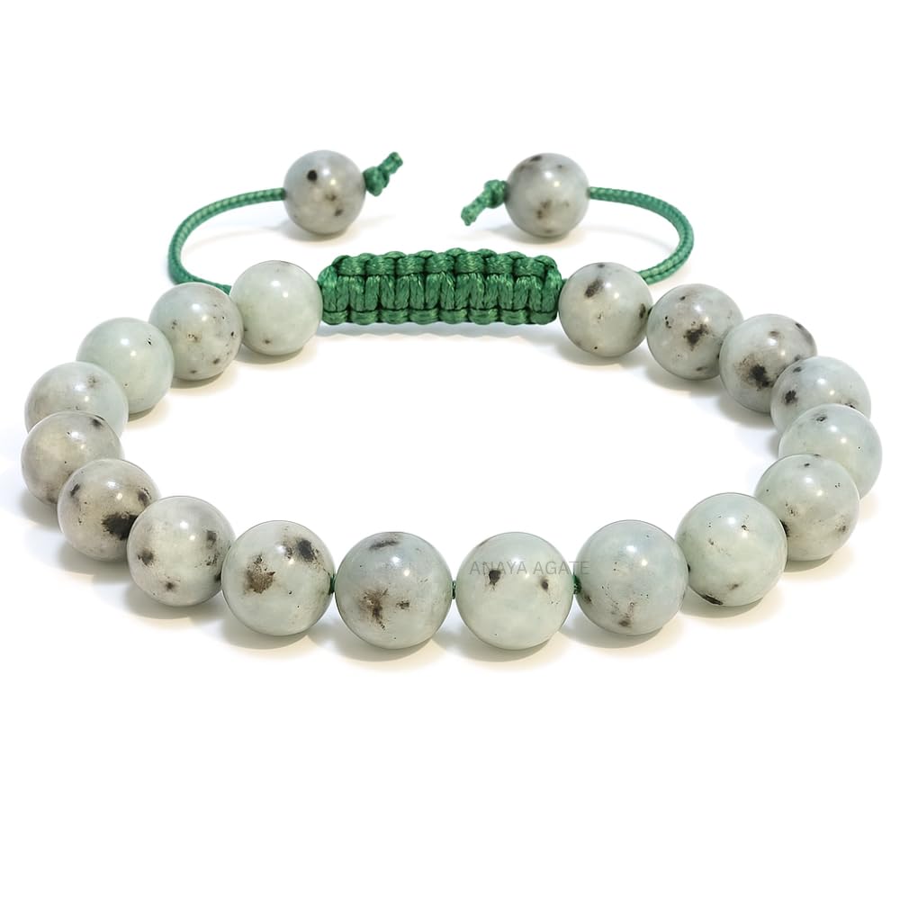 ANAYA AGATE Healing Crystal Bracelet – Chic Gemstone Bracelet for Men and Women – 8mm Round Bead Bracelets for Spiritual Healing, Protection, Positive Energy - Kiwi Jasper