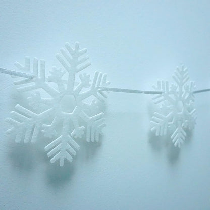 FAZHBARY 4 Pack White Snowflake Garland Felt Circle Dot Garland Winter Snowflake Banner Snow Banner DIY Winter Themed Party Decorations