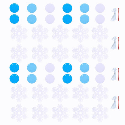 FAZHBARY 4 Pack White Snowflake Garland Felt Circle Dot Garland Winter Snowflake Banner Snow Banner DIY Winter Themed Party Decorations