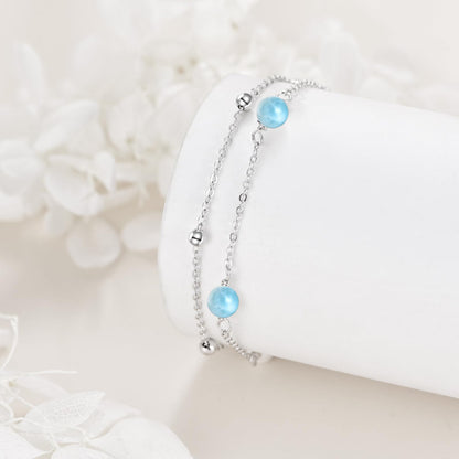 CRMAD Larimar Bracelet for Women Sterling Silver Beach Jewelry Gift for Women (larimar, bracelet 7+2'')
