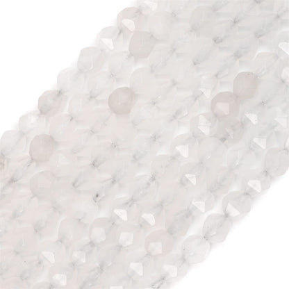 BEADIA Faceted Natural White Agate Stone Round Beads 8mm 36cm/Strand for Jewelry Making