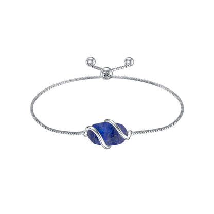 HPQQ Lapis Lazuli Bracelet for Women 925 Sterling Silver Lapis Jewelry Gemstone Bracelet Birthday Mothers Day Gifts for Mom Wife
