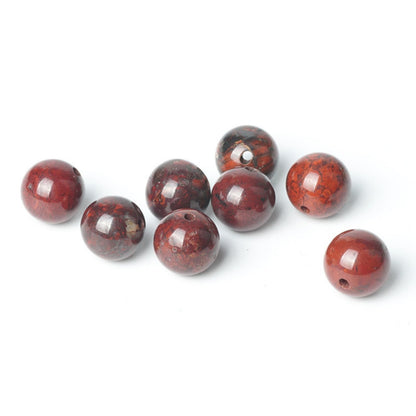 100Pcs Natural Stone 8mm Red Blood Jasper Round Loose Gemstone Energy Healing Beads Hole Size 1mm DIY Smooth Beads for Bracelet Necklace Earrings Jewelry Making