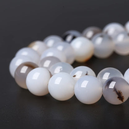 10mm 36pcs Natural Sardonyx Ocean White Agate Stone Beads for Jewelry Making DIY Bracelet Necklace Accessories 15" Energy Healing Power Stone Beads (Sardonyx White Agate, 10mm)
