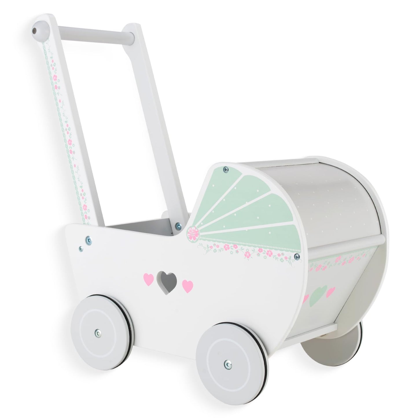WOODENFUN Wooden Baby Push Walker for 1 Year Old and up, Toddler Shopping Cart Push Toys for Boys Girls