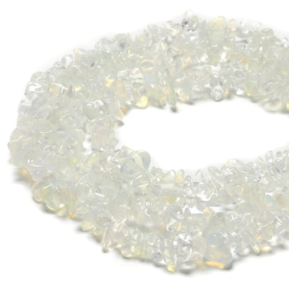 jodaying 7-8mm Opalite Natural Gemstone Chips Healing Gravel Bracelets Necklace Kit Irregular Tumble Stone Beads DIY Crafts Design Jewelry Making 32"