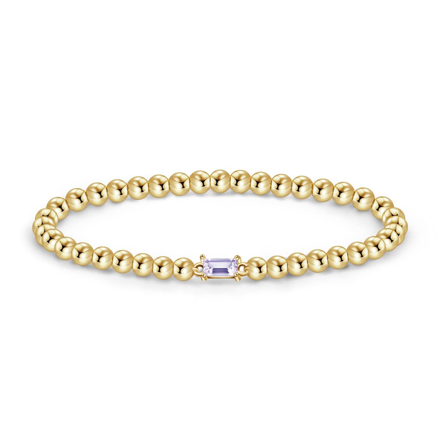 Free bird Gold Bracelet Stack 14K Gold Plated Simple Gold Bead Bracelets Alexandrite Bracelet June Birthstone Bracelets for Women Trendy Gold Bracelets for Birthday Gift