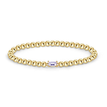 Free bird Gold Bracelet Stack 14K Gold Plated Simple Gold Bead Bracelets Alexandrite Bracelet June Birthstone Bracelets for Women Trendy Gold Bracelets for Birthday Gift