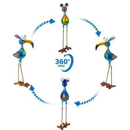 Giole 18.9" Metal Peacock Garden Statue - Weather-Resistant Outdoor Bird Figurine, Yard Art Decor for Lawns and Patios, Unique Gift for Gardening Enthusiasts