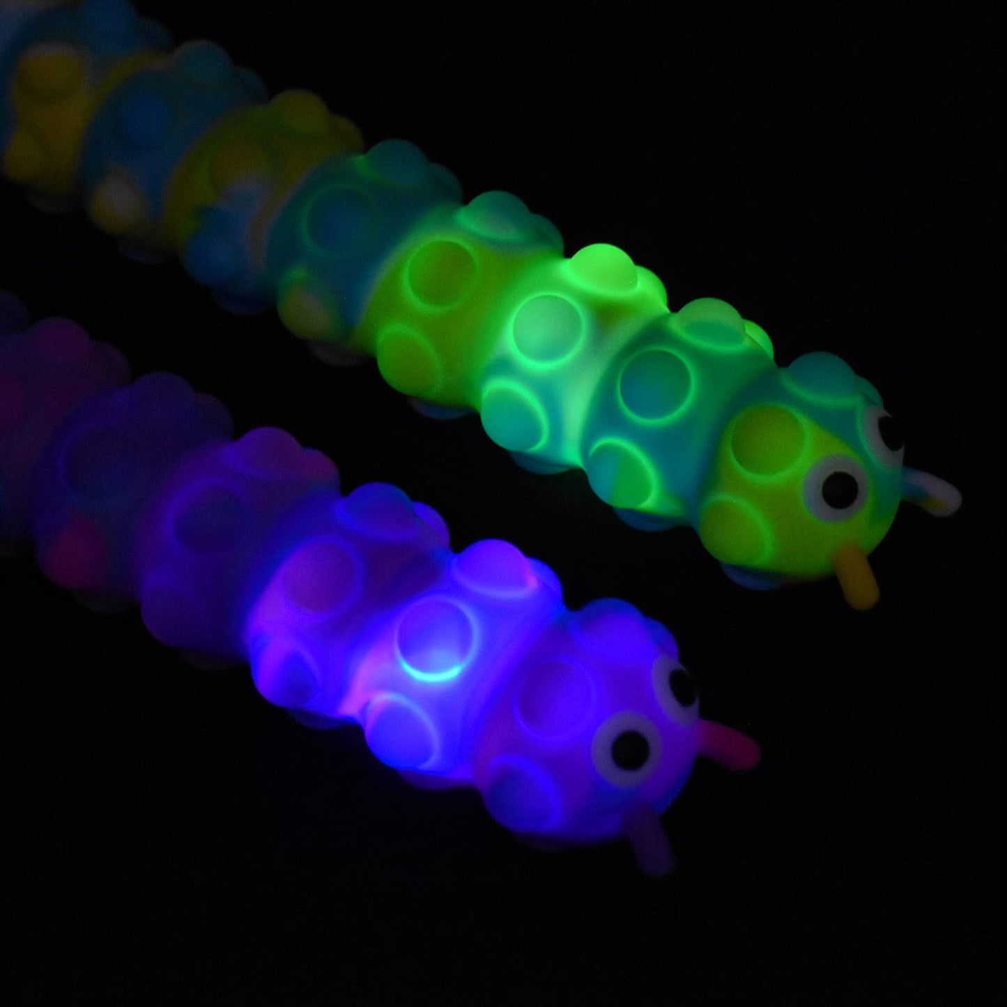 MEIEST 2PCS Pop Bubble Ball Sensory Fidget Toys, 3D Fidget Slug Toy with Light-Up, Silicone Stress Relief Sucker Hand Toys, Office Desk Anti-Anxiety Stretchy Toy for Adults & Kids