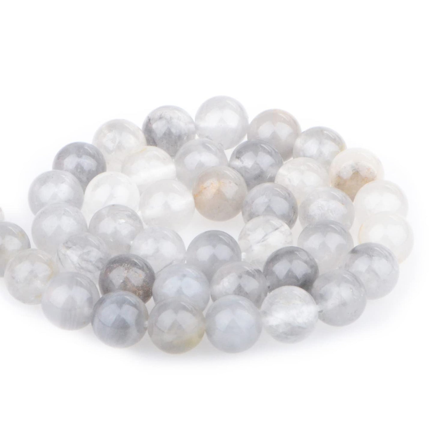 Bymitel 90 pcs Natural Genuine Real Round Loose Stone Beads Gemstone Spacers for Charm DIY Jewelry Making 15.5" per Strand 4mm (Cloudy Quartz Crystals, 4mm)