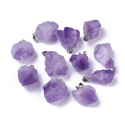 DanLingJewelry 30pcs Natural Amethyst Healing Point Chakra Reiki Nuggets Pendants for Necklace Earrings Bracelet Jewelry Making 12-20x20-26mm