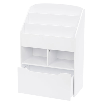 UTEX Kids Bookshelf with Movable Toy Box, Toddler Book Shelf and Toy Storage, Children Book Display Rack Toy Chest Combo for Kids Room & Nursery, White