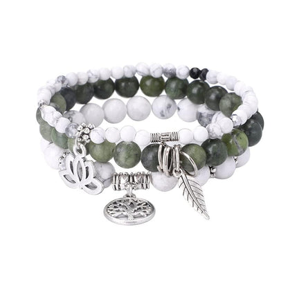 UEUC Tree of Life Yoga Healing Stone Bracelets,Multilayer Lotus Chakra Stone Reiki Bracelet Sets,Anxiety Crystal Natural Stone,for Women Stress Relief(#170)