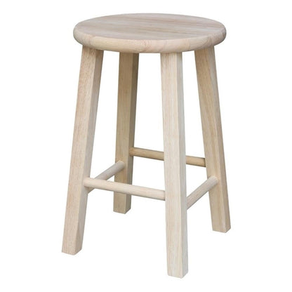 International Concepts Round Top Stool, 18-Inch Seat Height, Solid Parawood, Unfinished