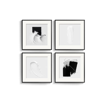 4 Panels Framed Abstract Black and White Wall Art Set, Modern Minimalist Line Print Home Decor, Canvas Pictures Paintings for Living Room Bedroom Bathroom Entryway and Dining Room 12x12 Inches