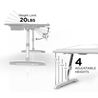 Limitless TotalDesk Portable Workstation and Lap Desk with Adjustable Height & Tilt (White)