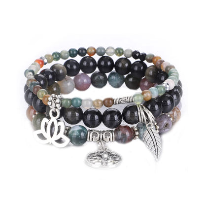UEUC Tree of Life Yoga Healing Stone Bracelets, Multilayer Lotus Chakra Stone Reiki Bracelet Sets, Anxiety Crystal Natural Stone,for Women Stress Relief(#130)