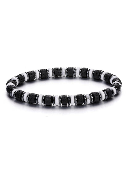Top Plaza Triple Protection Bracelet for Men Lava Rock Stone Hematite Bracelet Natural Handmade Gemstone Beaded Bracelets Balance Meditation Jewelry Christmas Gifts