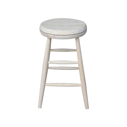 HomeStock African Artifacts Swivel Scooped Seat Stool, 24" Seat Height, Solid Hardwood, 14" x 14" x 24", Fully Assembled, Ideal for Residential Use, Stylish & Durable