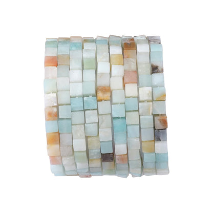 BEADIA Natural Amazonite Square Stone Beads 4x4mm 85pcs Cube Loose Semi Gemstone Beads for Jewelry Making Design