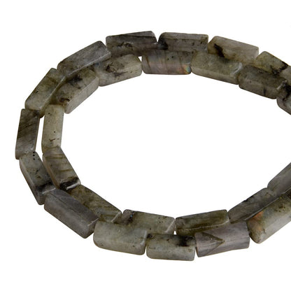 4x13mm Natural Stone Labradorite Rectangular Column Tube Cylinder Spacer Loose Beads Gemstone for DIY Bracelets Necklace Jewelry Making Strand 15 Inch (28-30pcs)