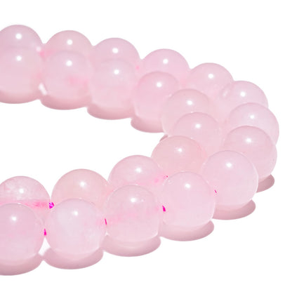 10mm Natural Rose Quartz Gemstone Beads Polished Round Smooth Stone Beads for Bracelets Jewelry Making 15inch Loose Beads