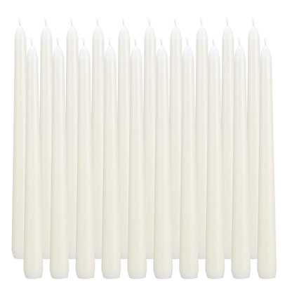 flamecan Ivory Taper Candles, Set of 20 Unscented and Smokeless 10 Inch Taper Candles Long Burning, Paraffin Wax with Cotton Wicks for Burning Approxinately 7-8 Hours Time