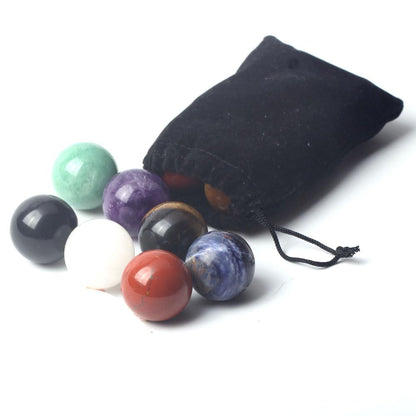 IYARIH 30mm sphere7pcs 1.2inch Sphere Natural 7 Chakra Set - Seven Chakra Set -Natural30mm Mini Crystal Sphere - Seven Chakra Gemstone(7pcs)