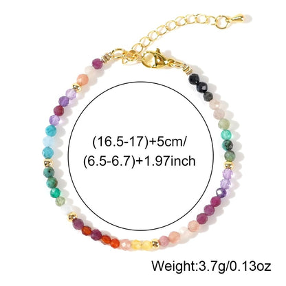 Opalencian 7 Chakra Crystal 4mm Beaded Bracelets for Women,Dainty Adjustable Natural Stone Bead Spiritual Friendship Bracelet Spiritual Anxiety Relief Fashion Charm Jewelry Gifts