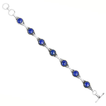 Natural Lapis Lazuli 925 Silver Plated Bracelet for Women - Blue Stone September Birthstone Vintage Style Handmade Gemstone Bracelet - Wedding Christmas Valentine Day Gifts for Her