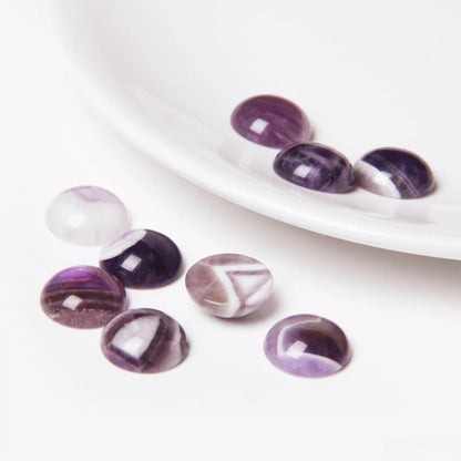 20pcs 12mm Natural Stone No Hole Amethyst Semicircle Smooth Cabochons Beads Healing Chakra Crystal Stone Bead for Jewelry Making Rings Earrings Necklace Bracelet DIY Crafts