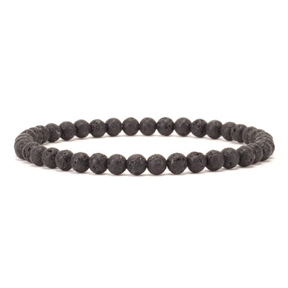 Cherry Tree Collection - Small, Medium, Large Sizes - Gemstone Beaded Bracelets For Women and Men - 4mm Round Beads (Lava, Medium)