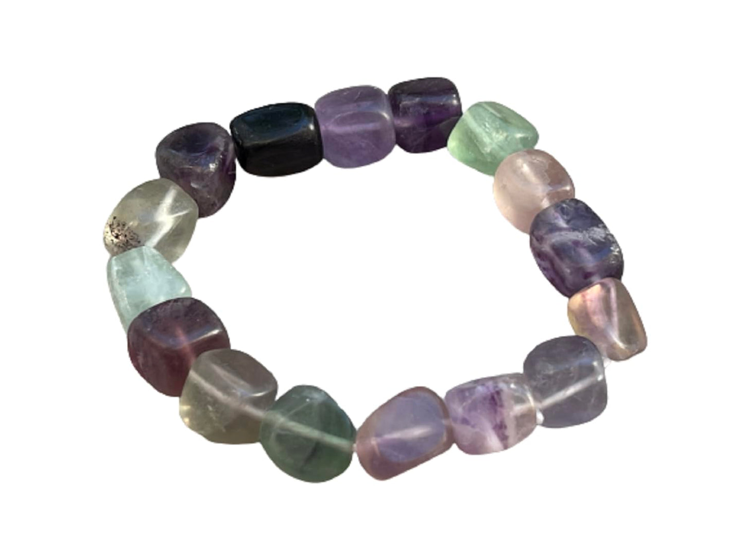 GAF TREASURES Rainbow Fluorite Crystal Nugget Bracelet, Genuine Rainbow Fluorite Tumbled Gemstone Bracelet, Healing Crystal Bracelet, Gift for Men & Women (1)