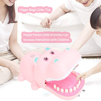 Watris Veiyi Portable Cartoon Hippo Mouth Toy with Teeth, Hippo Dentist Kid Toy for Playing&Training, Hippo Gags Joke Toy, Bite Finger Board Game Kids Toys for Parent-Child Activities