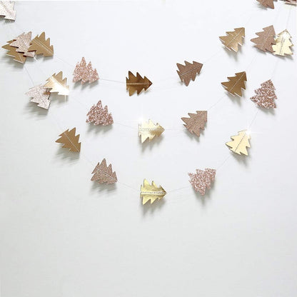 Cheerland Champagne Gold Tree Garland for Hanging Christmas Decorations Baby Shower Woodland Theme Party Decoration Christmas Streamers Backdrop Tree Garland Decor for Birthday Party New Year