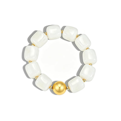 Sidlens White Beaded Bracelets for Women Trendy Chunky Bracelet Beaded Boho Jewelry Summer Bracelets Statement Bracelet Vacation Beach Accessories