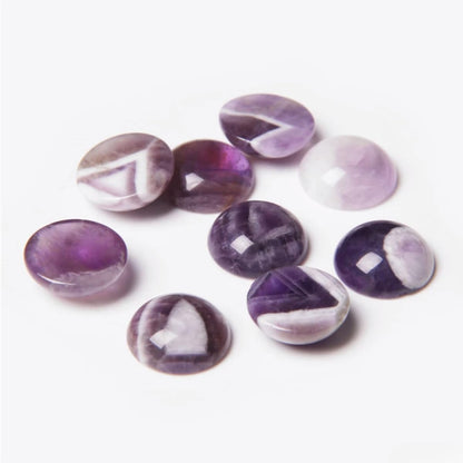 20pcs 16mm Natural Stone No Hole Amethyst Semicircle Smooth Cabochons Beads Healing Chakra Crystal Stone Bead for Jewelry Making Rings Earrings Necklace Bracelet DIY Crafts