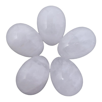 favoramulet Polished Stone Egg for Easter Day, Palm/Pocket/Worry Enegry Healing Crystal Display Sphere Figurine Fengshui, Rock Quartz 1.8" x 1.3"