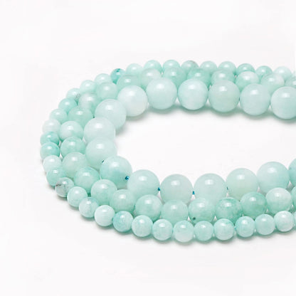 60pcs 6mm Natural Stone Beads Cyan Angelite Beads Energy Crystal Healing Power Gemstone for Jewelry Making, DIY Bracelet Necklace
