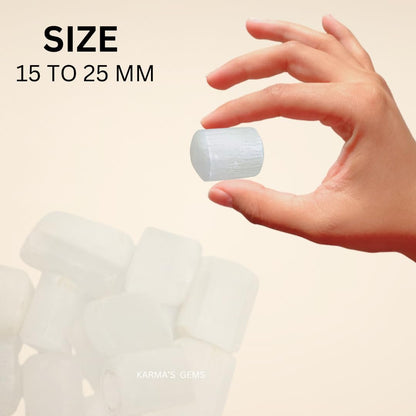 Karma Gems Selenite Tumbled Stones Natural Crystal Kit for Reiki Healing Crystal Polished, Tumble Stones, Chakra Balancing, Reiki Gift, Home Decor (15-25 MM)