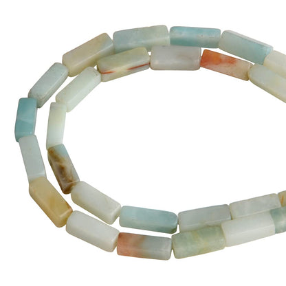 4x13mm Natural Stone Amazonite Rectangular Column Tube Cylinder Spacer Loose Beads Gemstone for DIY Bracelets Necklace Jewelry Making Strand 15 Inch (28-30pcs)