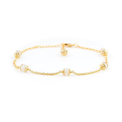 JEWEL OF ROCKS Trendsetting ROSE QUARTZ Anklet, Handmade Craft, Anklet Beads Bracelet, Chakra Healing Anklet, Gemstone Women Jewelry, Hypoallergenic Gold Plated Brass Anklet 9 inch + 1.5 inch (1pcs)