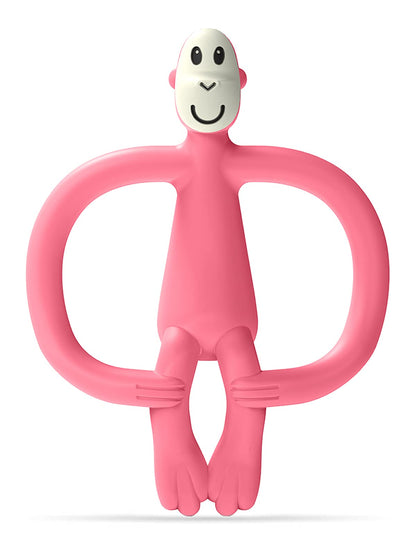 Matchstick Monkey Silicone Teether & Gel Applicator – Silicone Baby Teether, Easy-to-Grip, BPA-Free, Supports Self-Soothing & Early Brushing, 3 Months+, 4 Inches, Pink