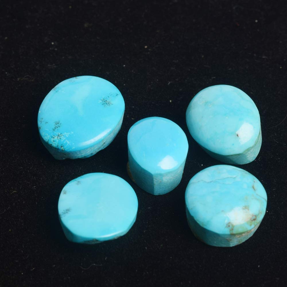 GEMHUB AAA++ Natural Blue Turquoise 100 Ct Lot of 5 pcs Cabochon Loose Gemstones BS-104